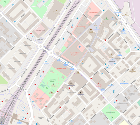 Karta över parkeringsautomater i Borlänge centrum